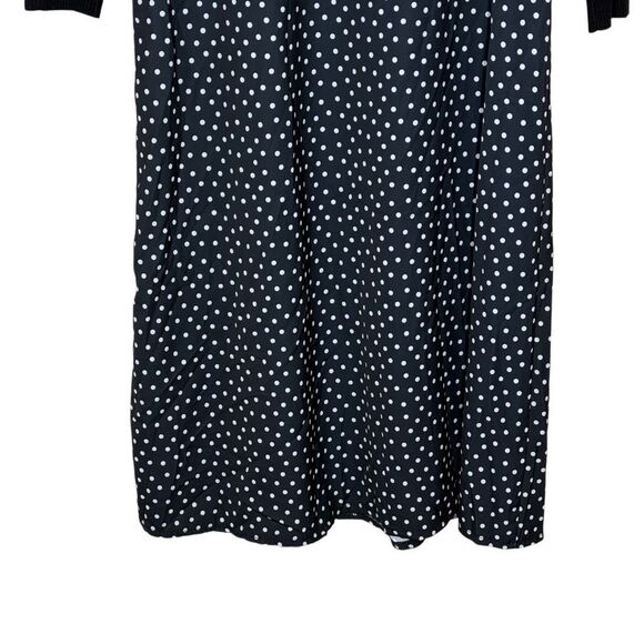 Hailey Lyn Black Long Sleeve Maxi Sweater Dress Size M Polka Dot Knit Round Neck - Picture 8 of 11